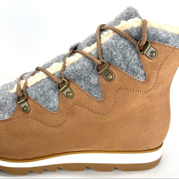Sonoma Ortholite Eco Women Brown Winter Bootie Sz 10 Faux Suede/Fur Lace-Up New - Picture 11 of 16